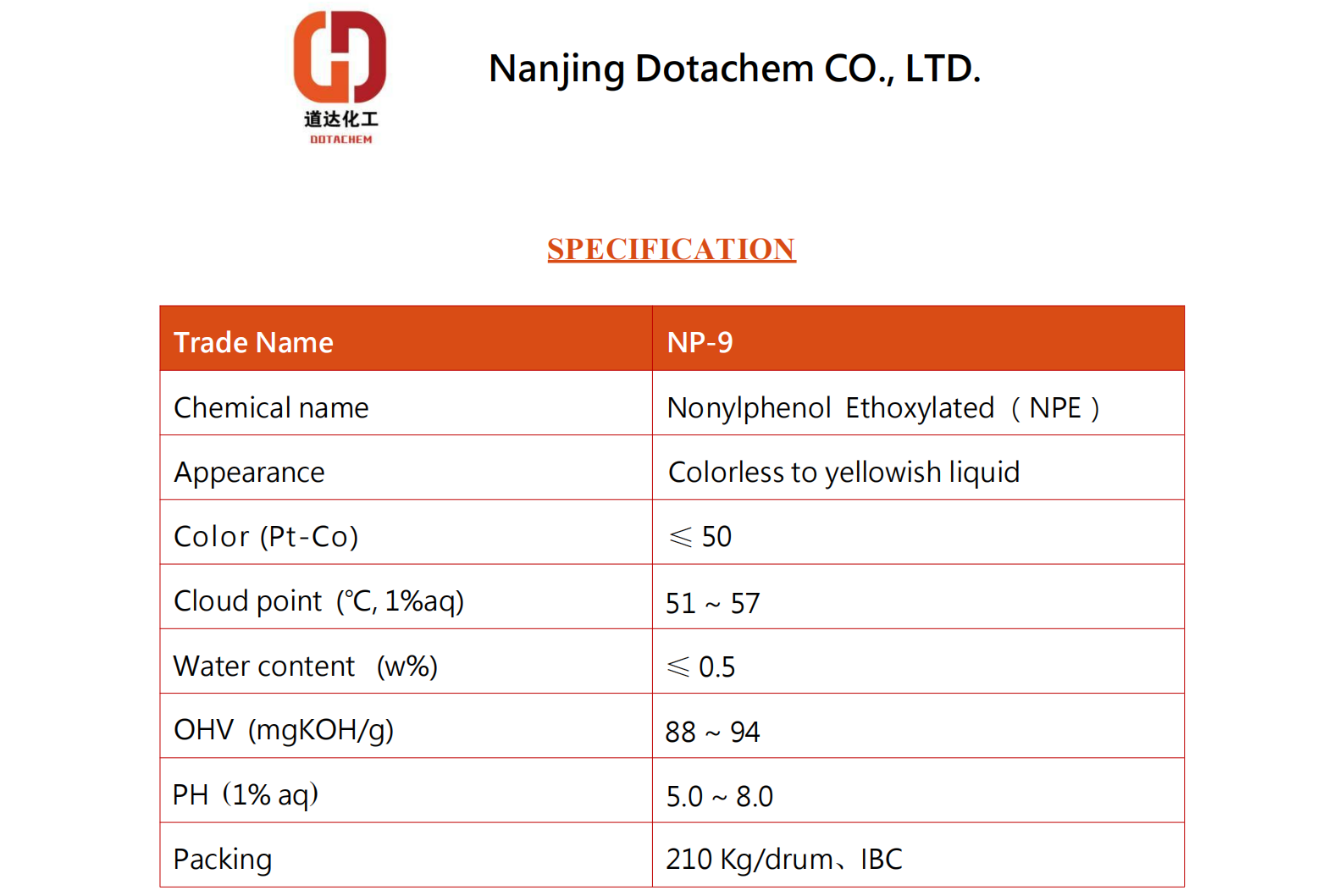 Nonilfenolio etoksiluotas-9-TDS-Dotachem